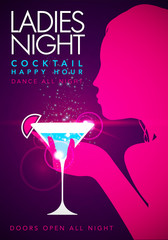 vector party ladys night flyer design template with cocktail glass