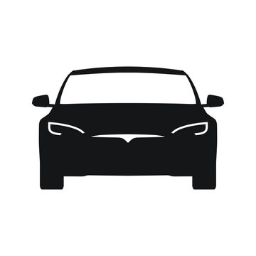 Electric car front view vector icon