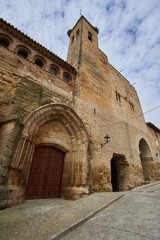 Yhe Picturesque Church of Erla village in Zaragoza province, Spain