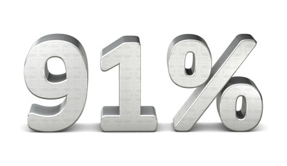 91 prozent symbol 3d silver struktur