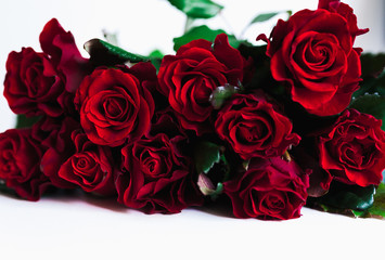 Obraz premium Bouquet of fresh roses, flower bright background.