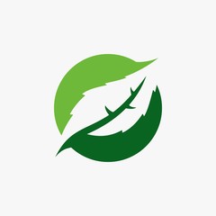 Green leaf logo vector illustration.