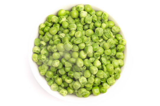 Steaming Hot Peas on a White Background