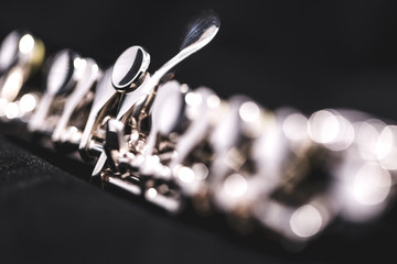A close-up of a piccolo flute