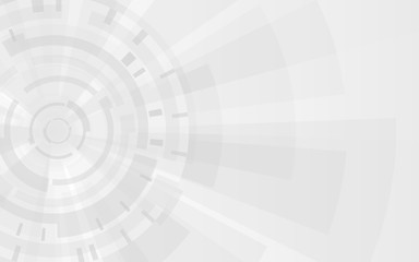Gray technology background. Gears and futuristic elements. Abstract gradient shapes. Modern design template. Vector illustration