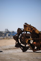Old machine for extracting sea salt in a saline in the Camargue, Provence in south of France