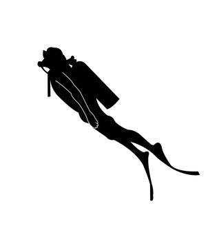 Scuba diver black silhouette