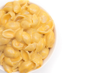 Macaroni Shells and Cheese on a White Background