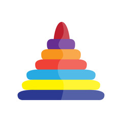 Colored stacking rings toy icon