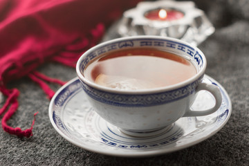 Cup of tea on a grey surface