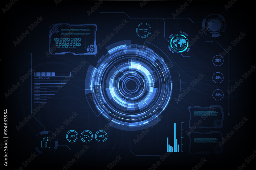 Poster hud interface gui futuristic technology networking concept template