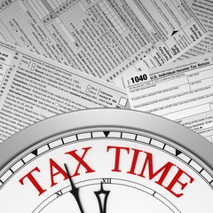 Tax time deadline on a clock - 3d render