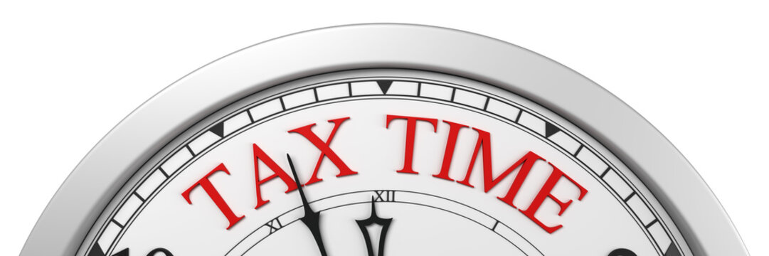 Tax time deadline on a clock - 3d render