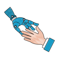human hand and robot vector illustration design
