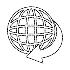 sphere planet with arrow around vector illustration design