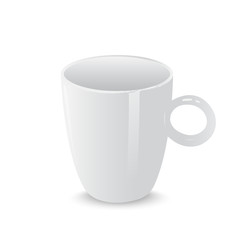Realistic white cup isolated on white background