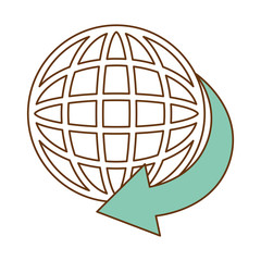 sphere planet with arrow around vector illustration design