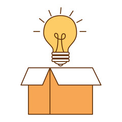 box packing with bulb vector illustration design