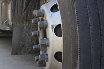 Front wheel of truck, transport industry