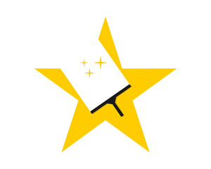 yellow wiper star cleaner wiper image vector icon