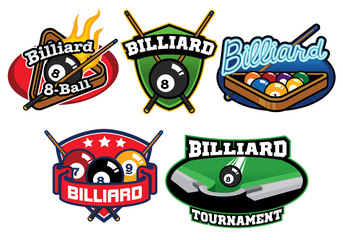Billiard badge design set