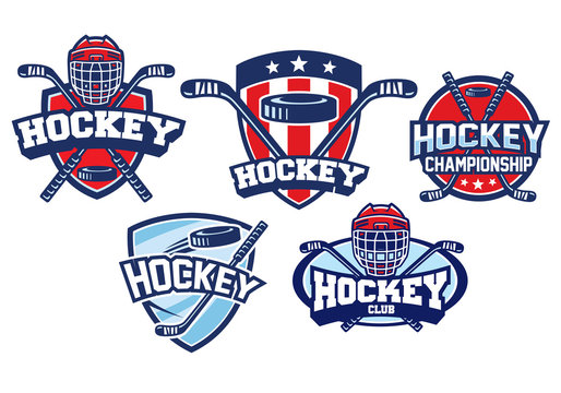 hockey badge design set