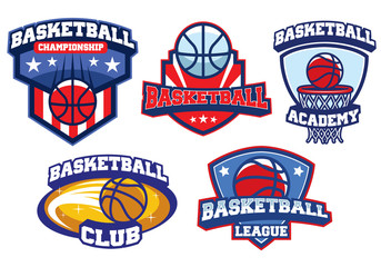 basketball badge design set