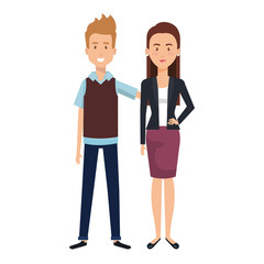 couple lovers avatars characters vector illustration design