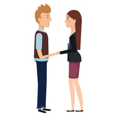 couple lovers avatars characters vector illustration design