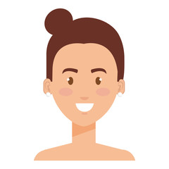 beautiful and young woman shirtless character vector illustration design