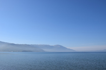 Ohrid lake view with mountain background, Macedonia.