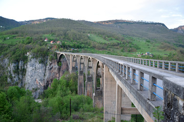 "Đurđevića Tara Bridge" - concrete Tara Bridge in north Montenegro. Tara Canyon.