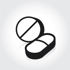 Medicine pills and tablets icons isolated on white background. Vector illustration of pharmaceutical