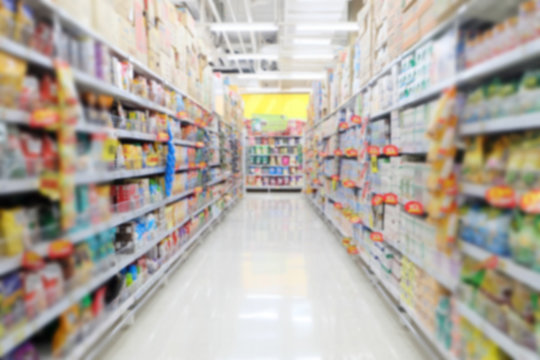 Blur supermarket background in shopping mall Stock Photo | Adobe Stock