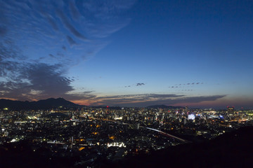 足立公園からの北九州市小倉都心部夜景