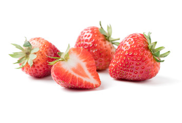 fresh sliced Red berry strawberries isolated
