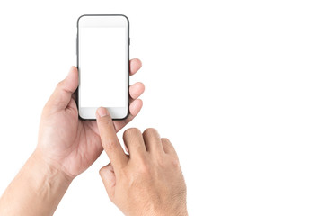 hand man hold and touch on mobile phone