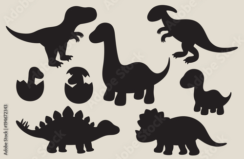 Download "Vector illustration of dinosaur silhouette including ...