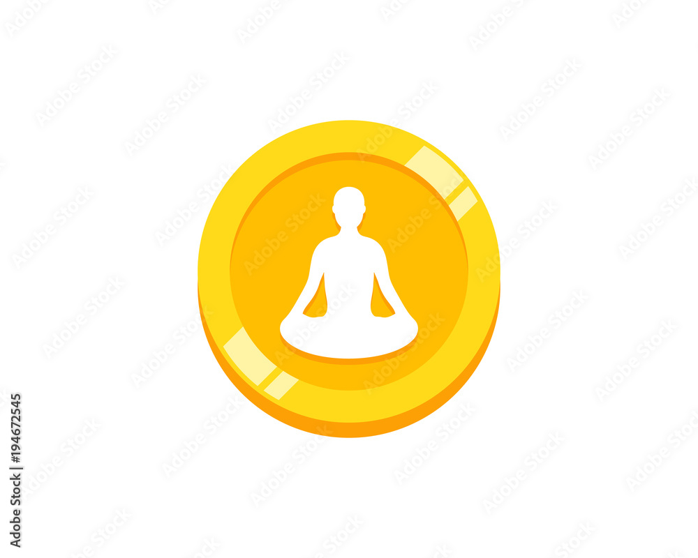 Sticker coin yoga icon logo design element