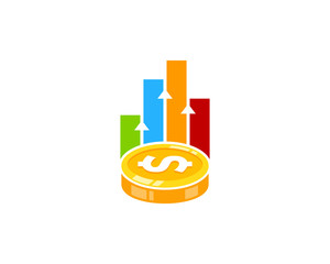 Analytic Coin Icon Logo Design Element