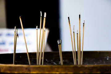 Buddhist incense burning in the temple