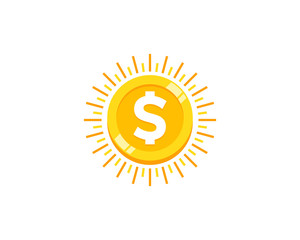 Sun Coin Icon Logo Design Element