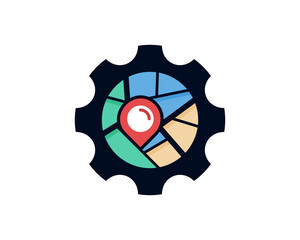 Map Gear Icon Logo Design Element