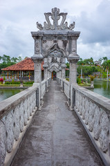 Fototapeta na wymiar Taman Ujung, a former royal water palace by the ocean in Bali, Indonesia