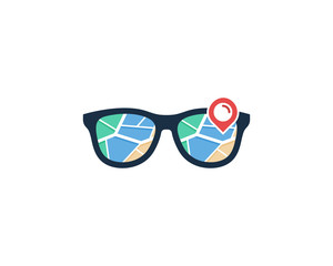 Geek Map Icon Logo Design Element