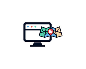 Fototapeta premium Map Computer Icon Logo Design Element