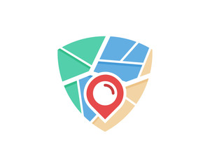 Protection Map Icon Logo Design Element