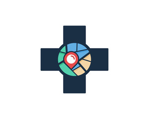 Health Map Icon Logo Design Element