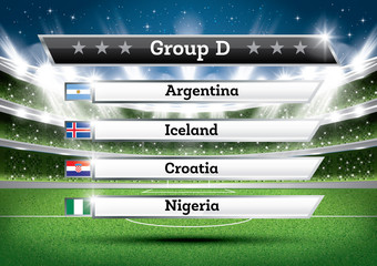 Football Championship Group D. Soccer World Tournament. Draw Result.
