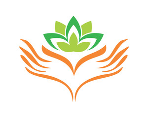 abstract hand design leaves image vector icon